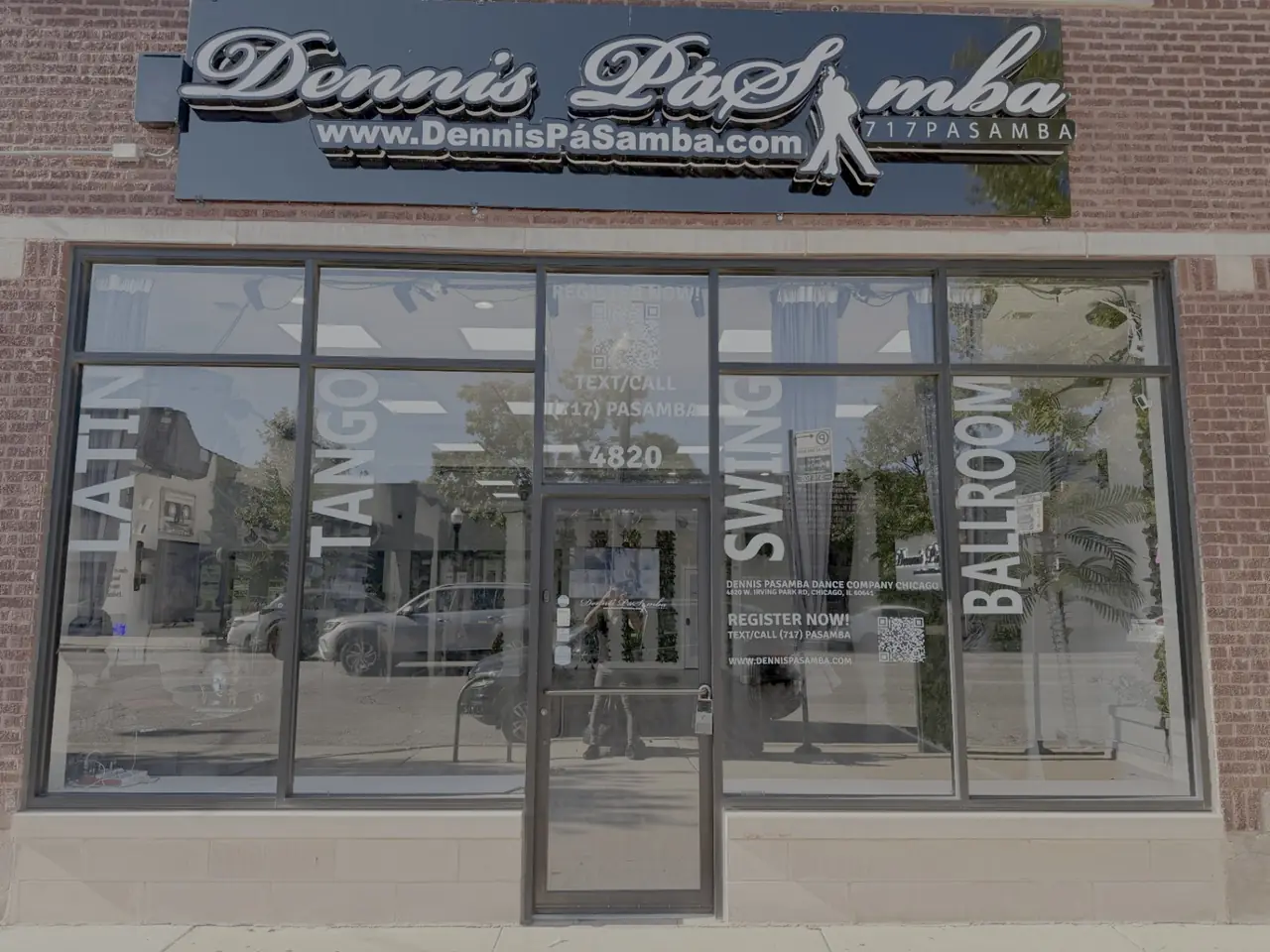 Dennis PaSamba Dance Company storefront on Irving Park Road in Chicago