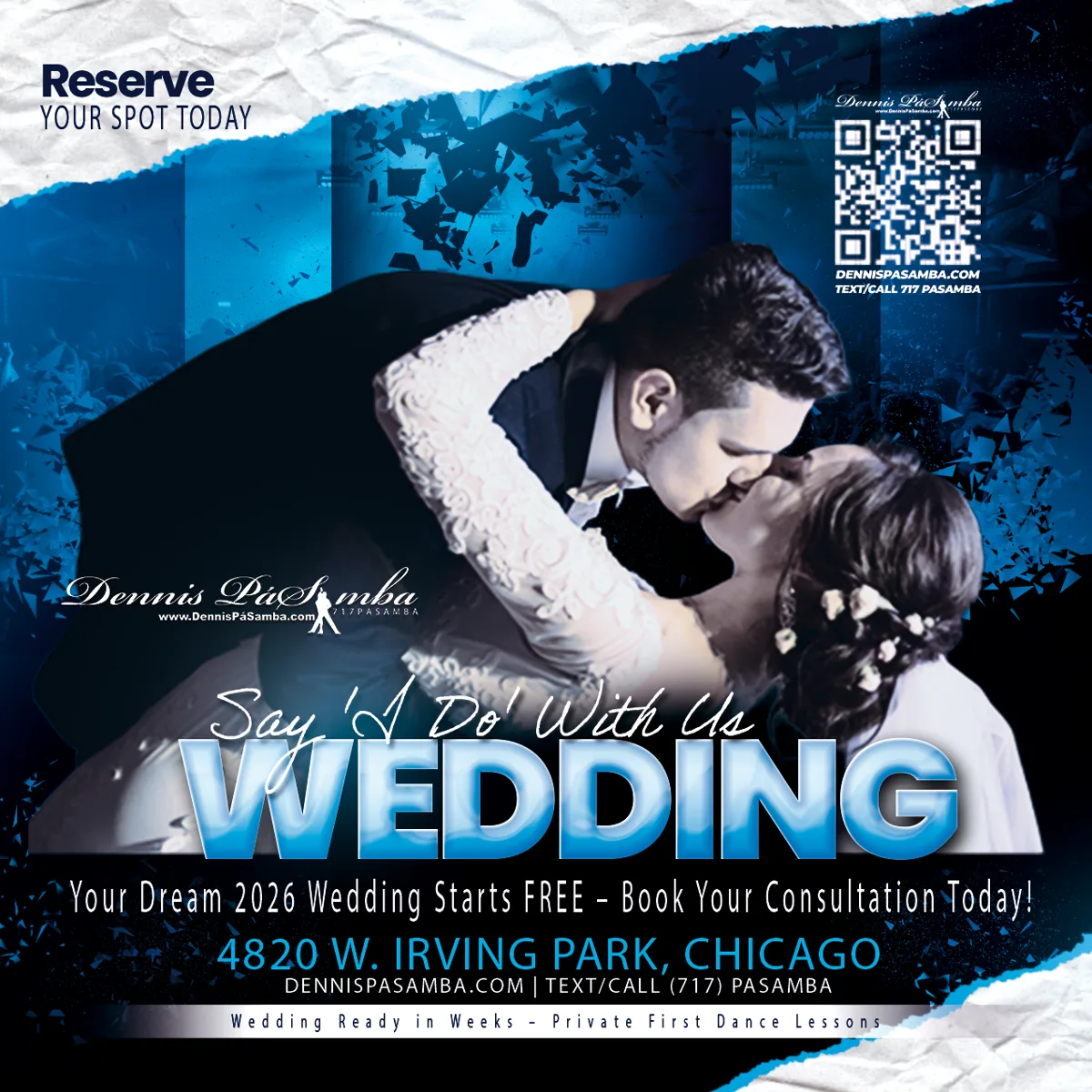 Couple learning a wedding first dance at Dennis PaSamba Dance Company in Chicago