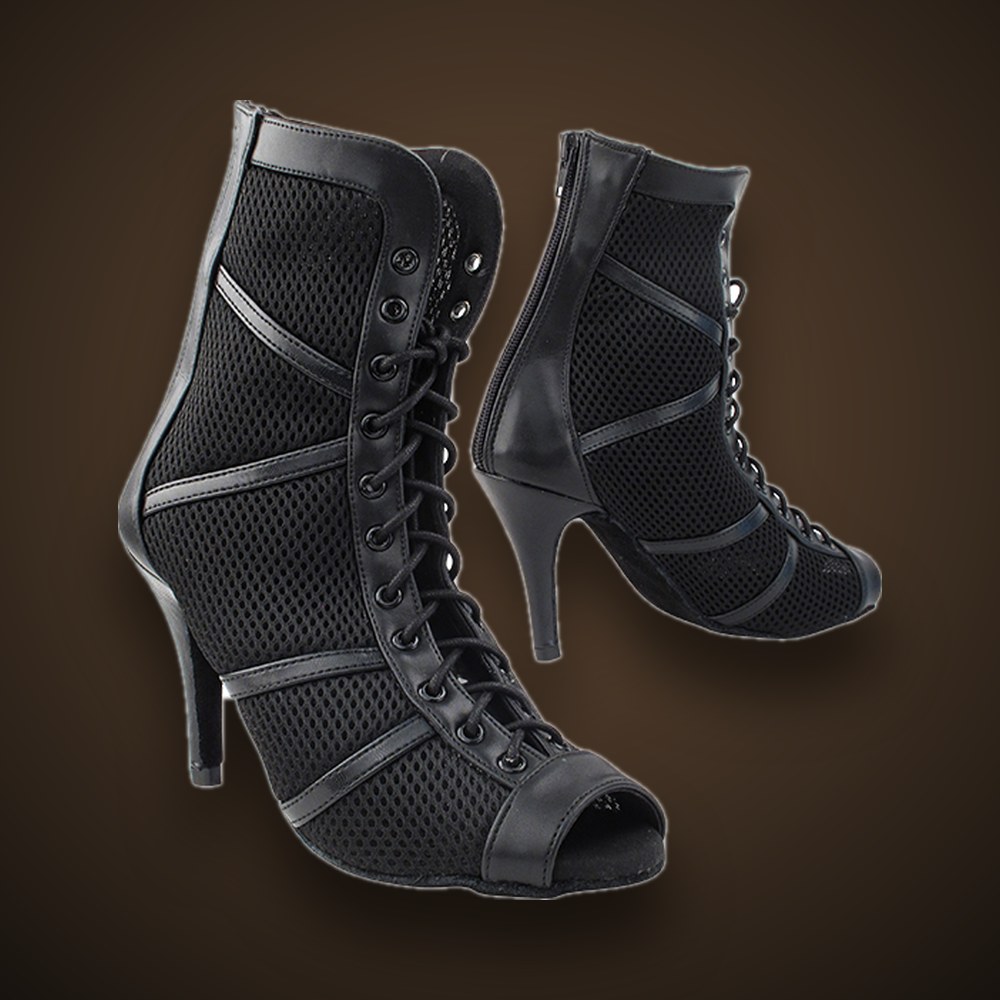 Dennis PaSamba Very Fine 3302 Latin Knit Mesh Dance Boot in Black, Latin dance shoes from Dennis PaSamba Dance Company in Chicago