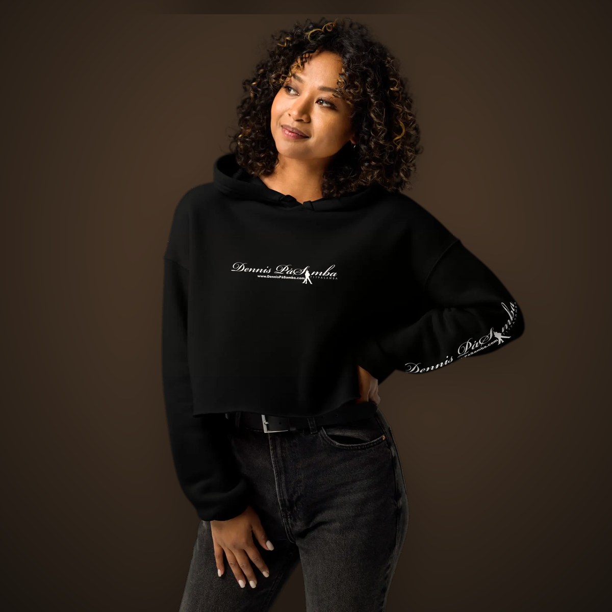 Dennis PaSamba Women's Cropped Hoodie — front view, dance studio apparel from Dennis PaSamba Dance Company in Chicago