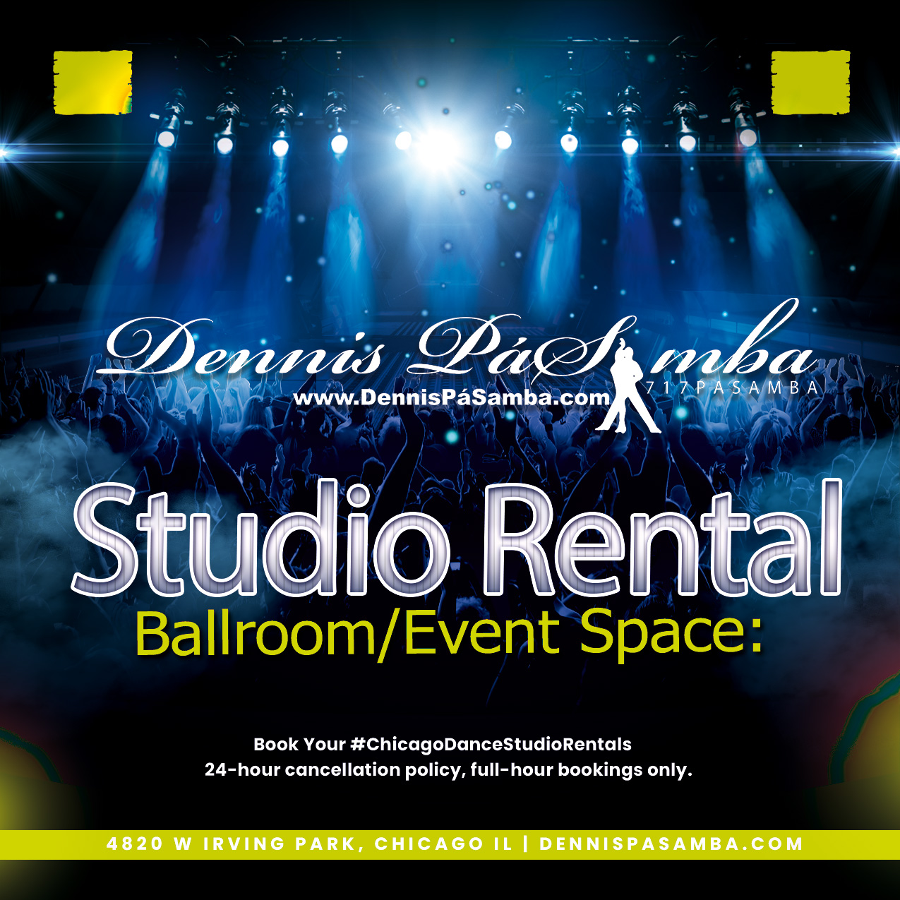 Latin dance studio rental Irving Park Chicago studio interior