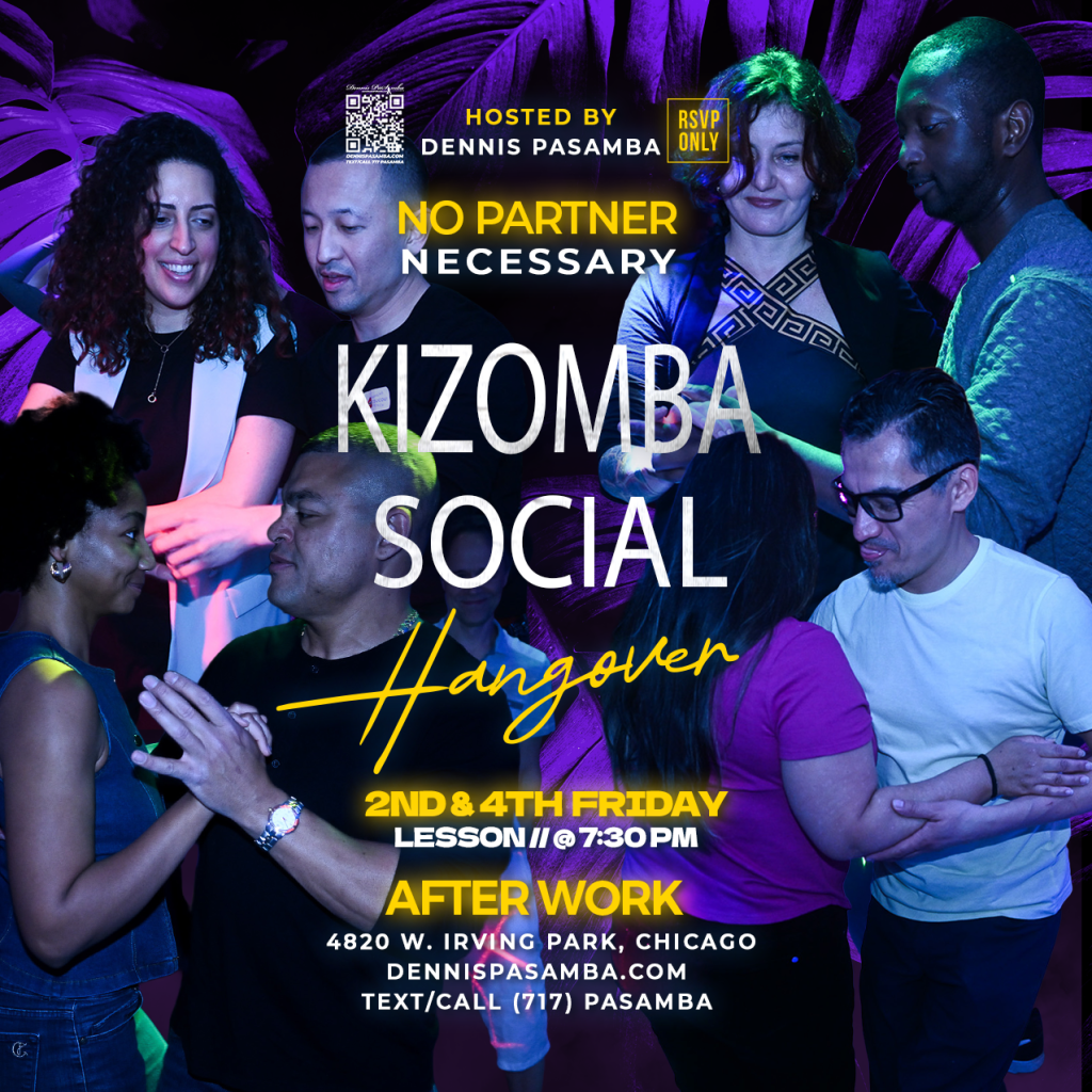 Kizomba dance couple dancing closely at Dennis Pasamba Dance Company Chicago studio